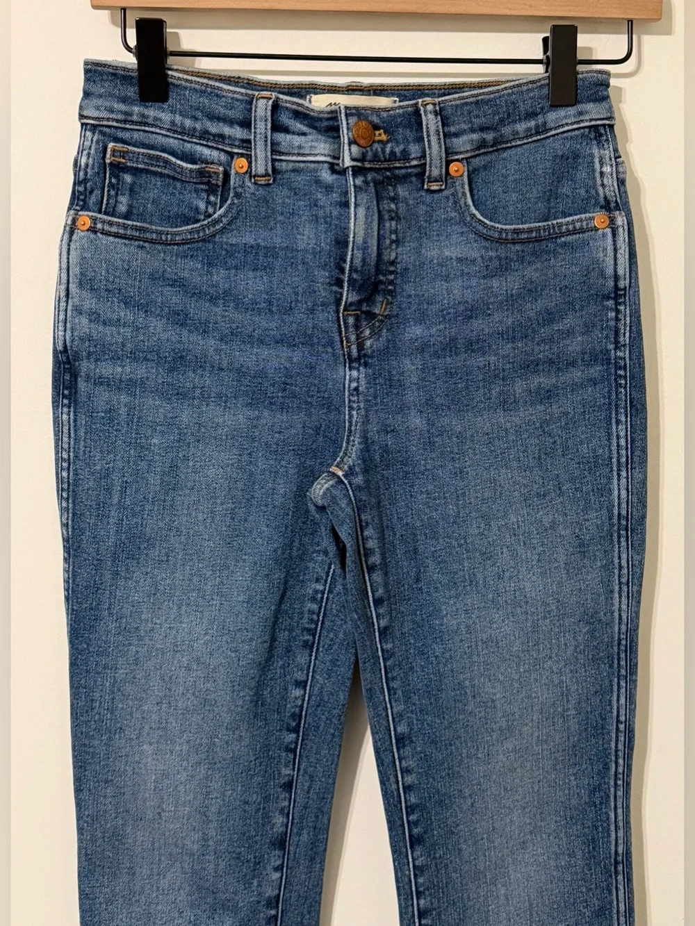 Madewell Mid Rise Stovepipe Jeans Womens 25P Petite Blue Straight Denim